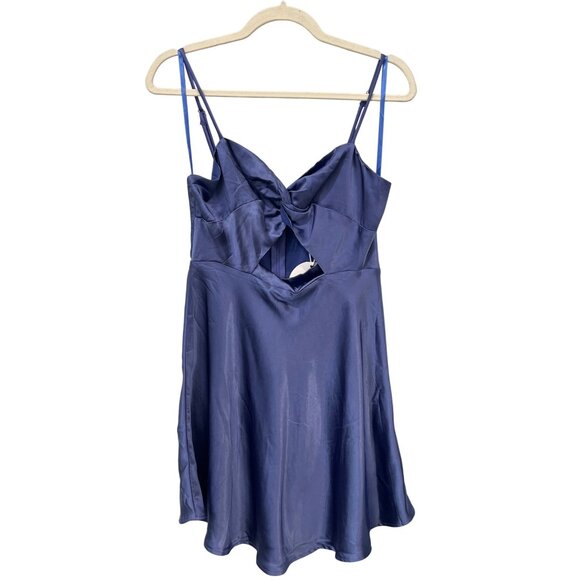 Selfie Leslie Cozumel Twist Bust Mini Dress Size Large Midnight Blue Party NEW - Picture 3 of 9